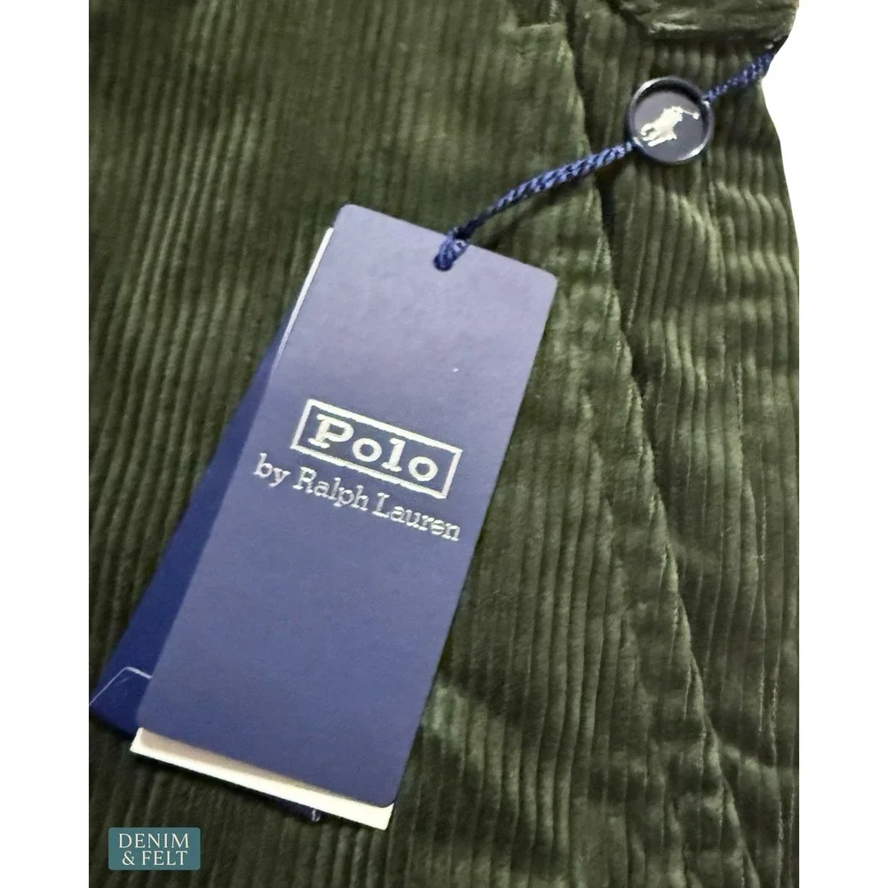 NEW Polo Ralph Lauren Olive Corduroy Pleated Straight Leg Pants‎ 32x33 Classic